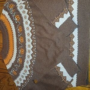 Brown and Orange Patterned  Sweater